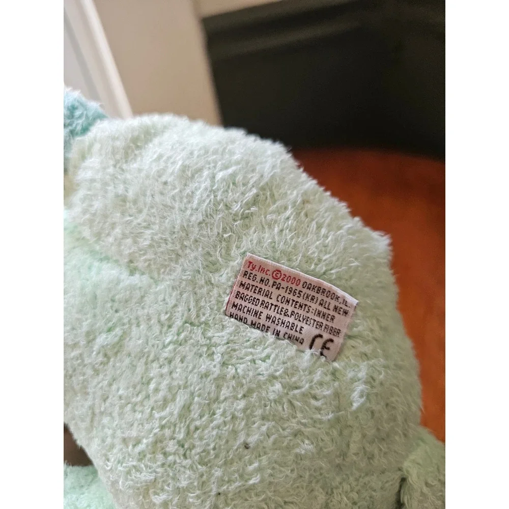 Vintage Baby TY Pillow Pals Kittybaby Green mint Plush Cat‎ Rattle 2001 Plush